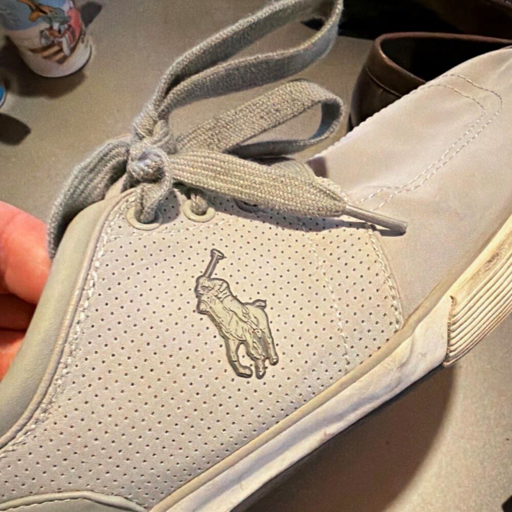 Polo Ralph Lauren Faxon Low Men’s Gray Canvas Lace-Up Sneakers US 10 EU 44